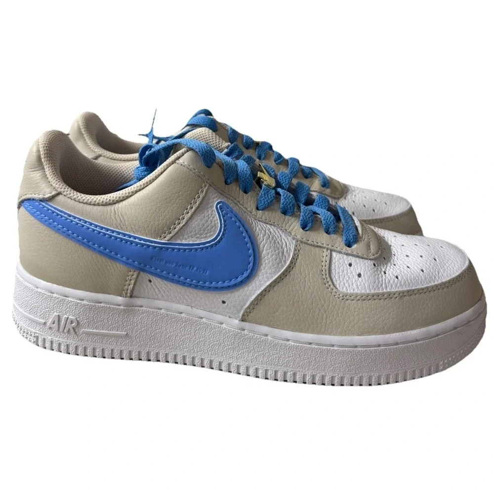 Nike By You Air Force 1 Low ID Beige Blue | DJ7015-991 Men Size 8.5 Women 10